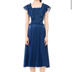 Rebecca Taylor La Vie Smocked Tissue Denim Dress